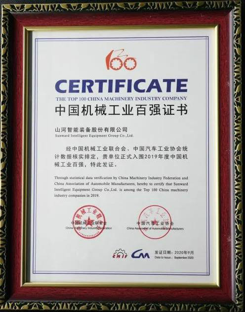 2019年中国机械工业百强颁布，，2138cn太阳集团城智能排名52位