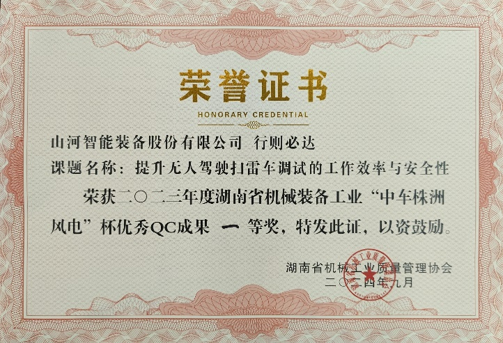 喜讯！！！2023年度省机械工业质量治理成就擂台赛2138cn太阳集团城智能再获殊荣！！！